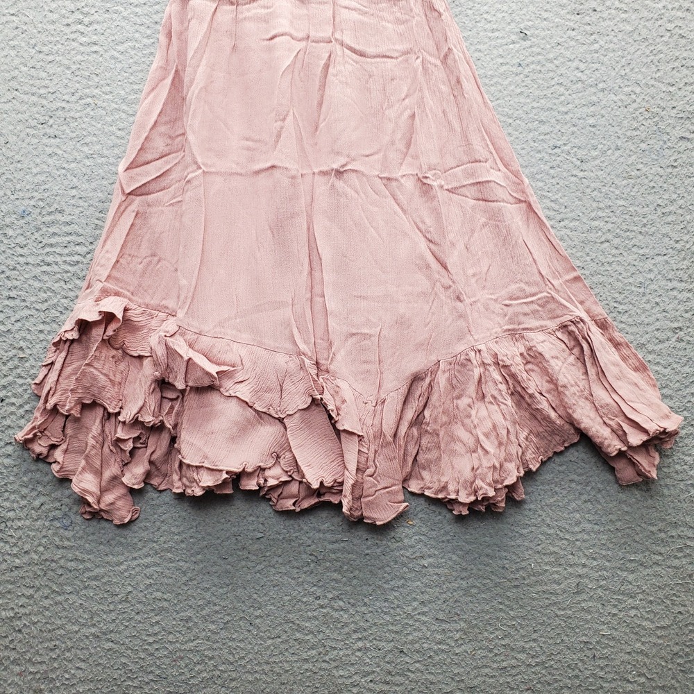 Free People Adella Slip Dress Womens XS Pink Lace‎ Detail Ruffle Smocked Back - Picture 6 of 9